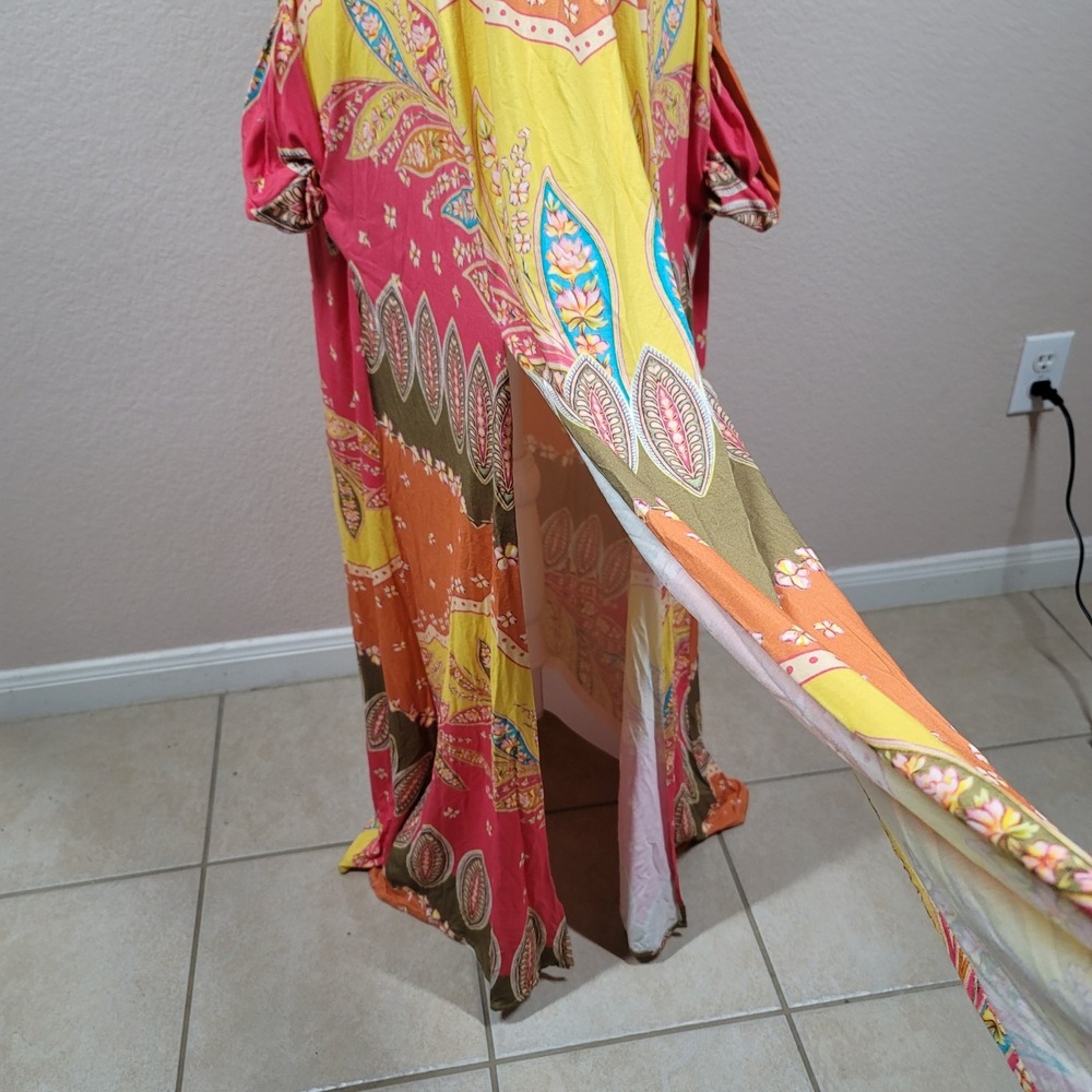 Agua Bendita Maxi Dress Womens Multicolor Paisley Smocked Leandra Lula NWT Small - Picture 14 of 14